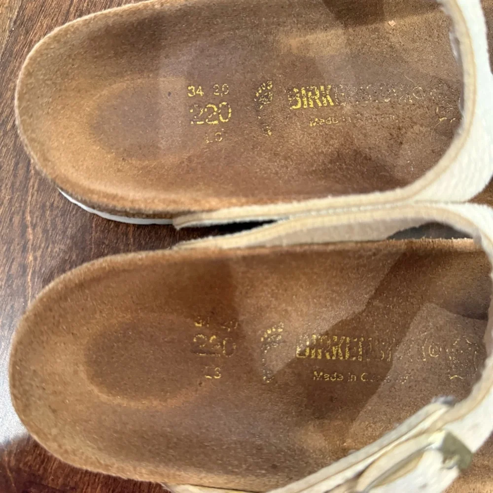 Birkenstock Gizeh Kids Shiny Lizard White size 3 - 3.5